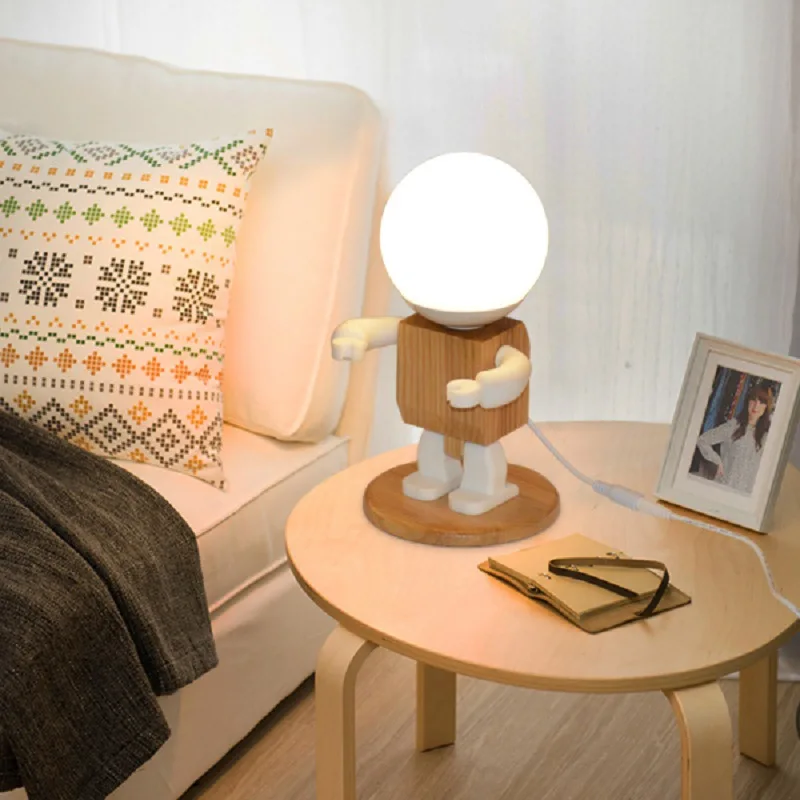 

Wooden study bedroom children's room modern simple table lamp Nordic solid wood night lamp