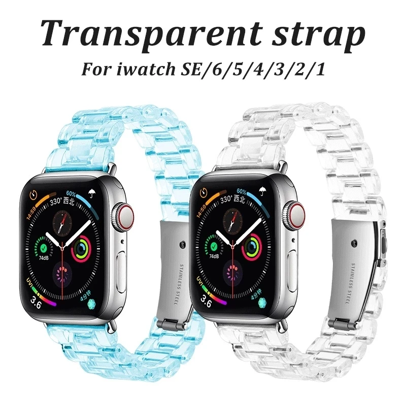 Ремешок и чехол для Apple Watch Series 6 SE 5 4 3 2 1 прозрачный браслет iwatch band 38 мм 40 42 44
