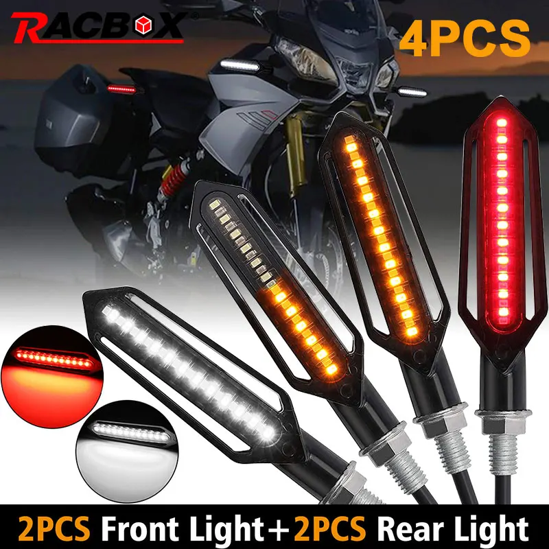 

Turn Signals Motorcycle Flowing Water Flashing Led Blinker Indicator Multifunction Signal lights Red Tail Brake Light 12 LED 12V