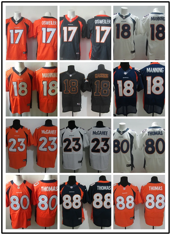Stitiched, Denver s, Brock Osweiler, Peyton Manning, Willis McGahee, Bradley Roby, Von Miller, Julius Thomas, Wes Welker, Decker Jersey