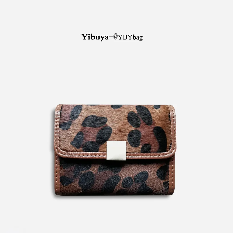 dark leopard Кошелек из конского волоса, натуральная кожа, женская сумочка для карт, большая вместительность, кошелек для монет, леопард, высокое качество, ручная работа, Прямая поставка - Цвет: dark leopard
