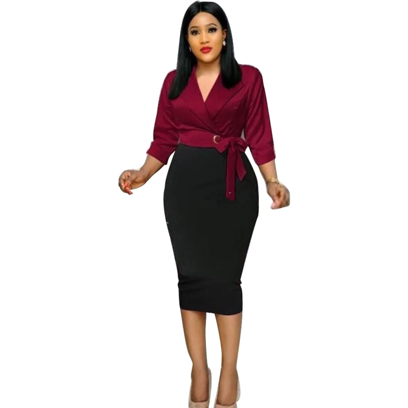 

Dresses Woman Party Night Half Sleeve V Neck Womens Fashion OL Elegant Dress Slim Fitting Vintage Dress Wholesale Drop Shipping