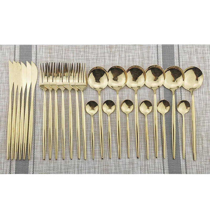 6 комплектов золотой набор посуды 304 набор столовых приборов из нержавеющей стали нож Радужный вилка, ложка, посуда для свадебной вечеринки набор серебряных изделий