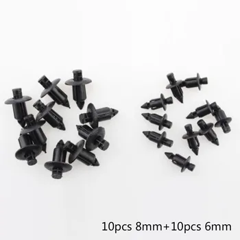 

20pcs/Set Rivet 2 Type Car Nylon Black Fastener Fender Fairing Shields 09409063145PK 6mm 8mm
