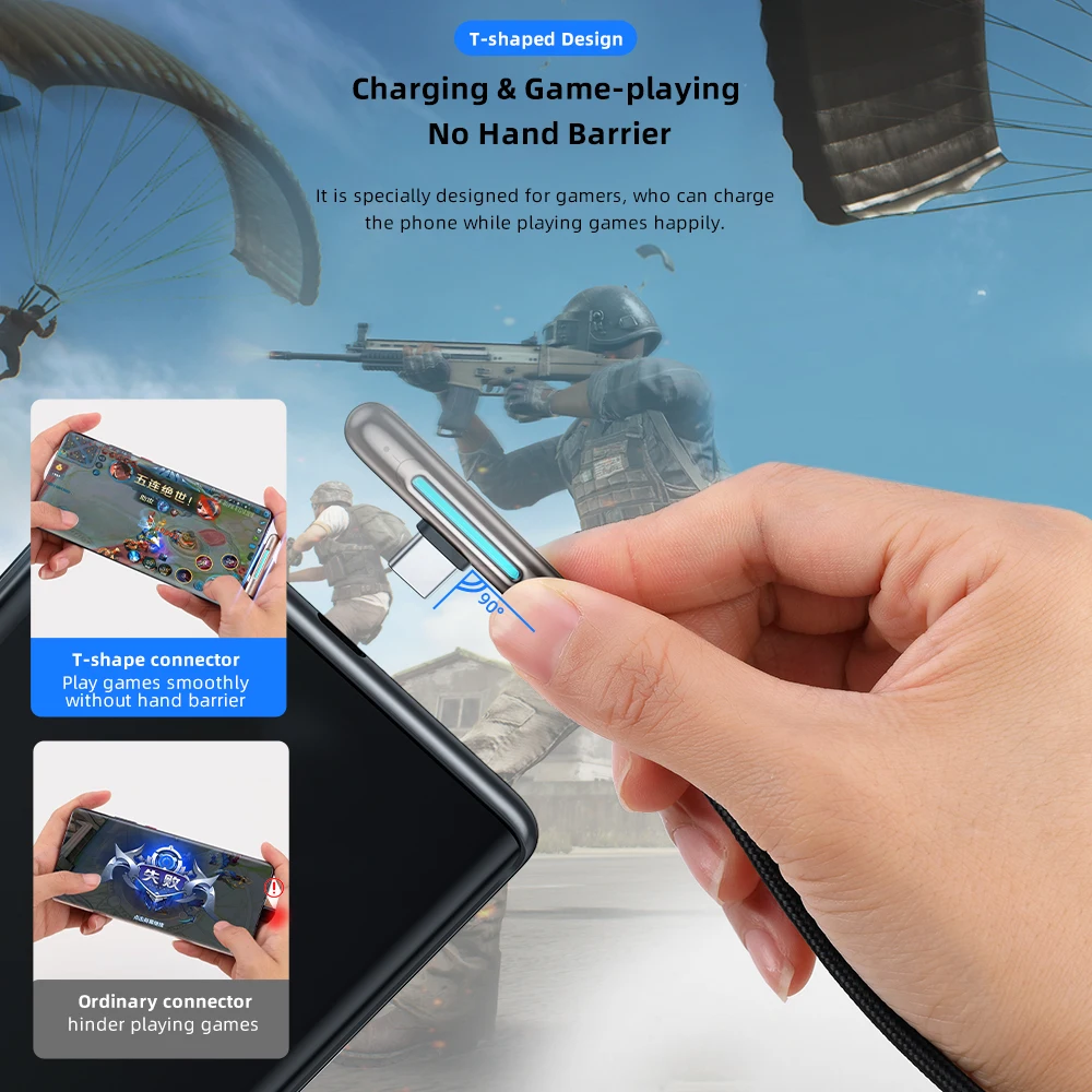 Rock M3 USB To Type-C Aluminum Alloy Fast Charging Gaming Data Cable 4