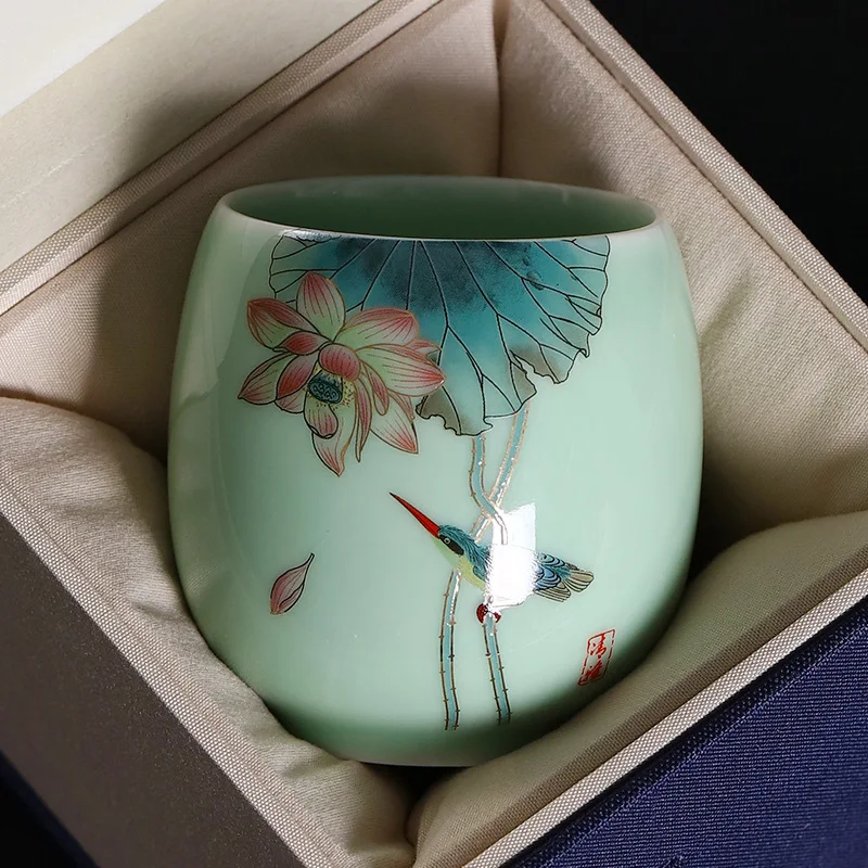 Taza de té de carpa pequeña Celadon, Teaware de ce... - Grandado
