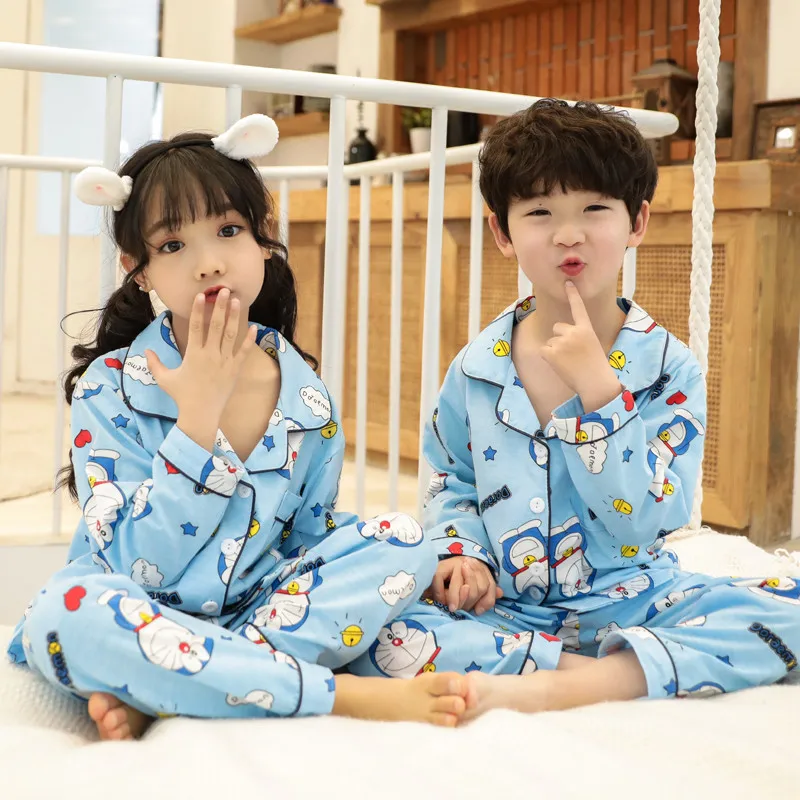 

2020 Spring Cotton Long-sleeved Sleepwear Pajamas Suits Baby Girls Clothes 2-13Y Teens Pyjamas Kids Pijamas Infantil Pajamas Set