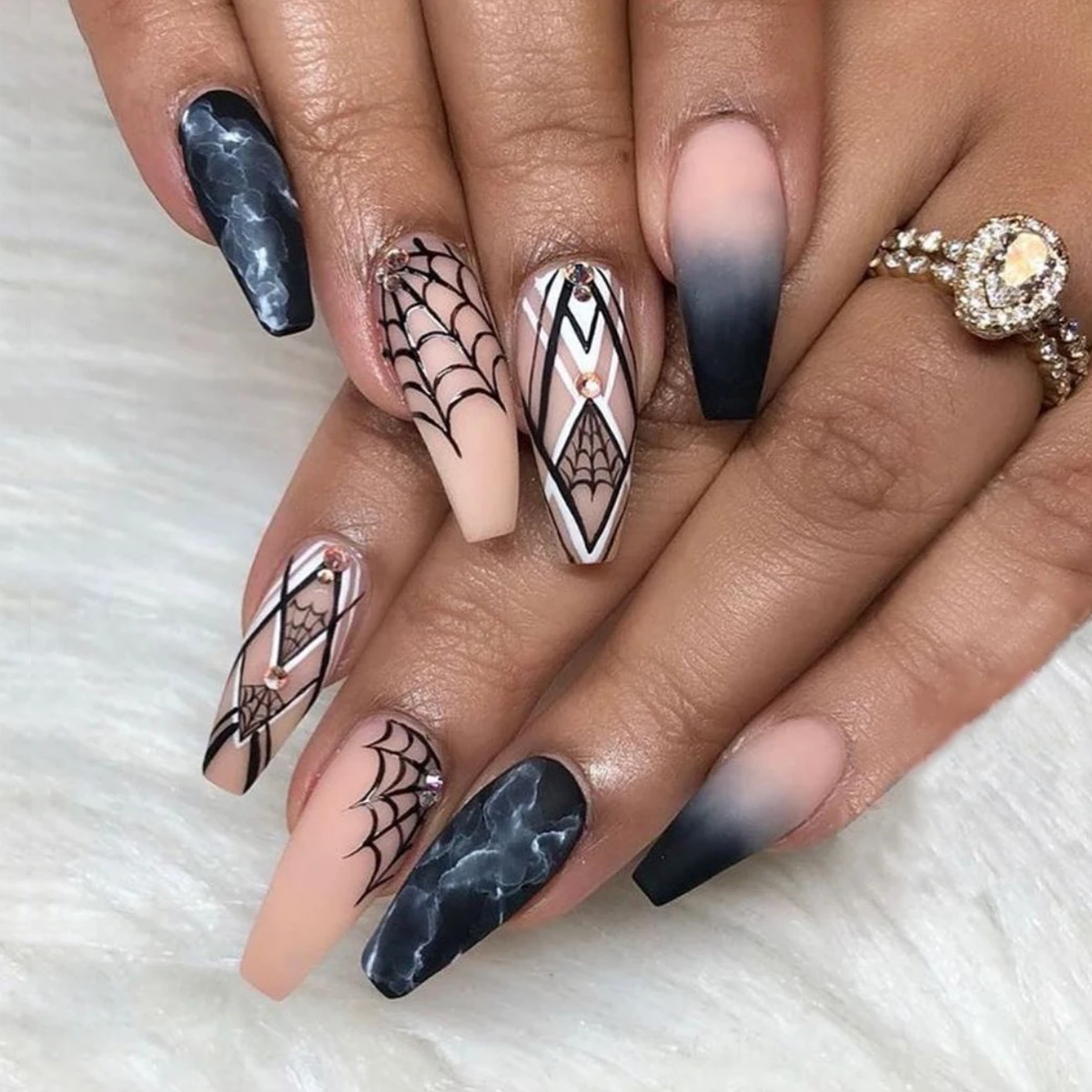 Halloween Pumpkin Vampire Bat Spider Skull Dark Style Short Long Teardrop  Wearable Nail Fake Nail Manicure And-or Pedicure - False Nails - AliExpress