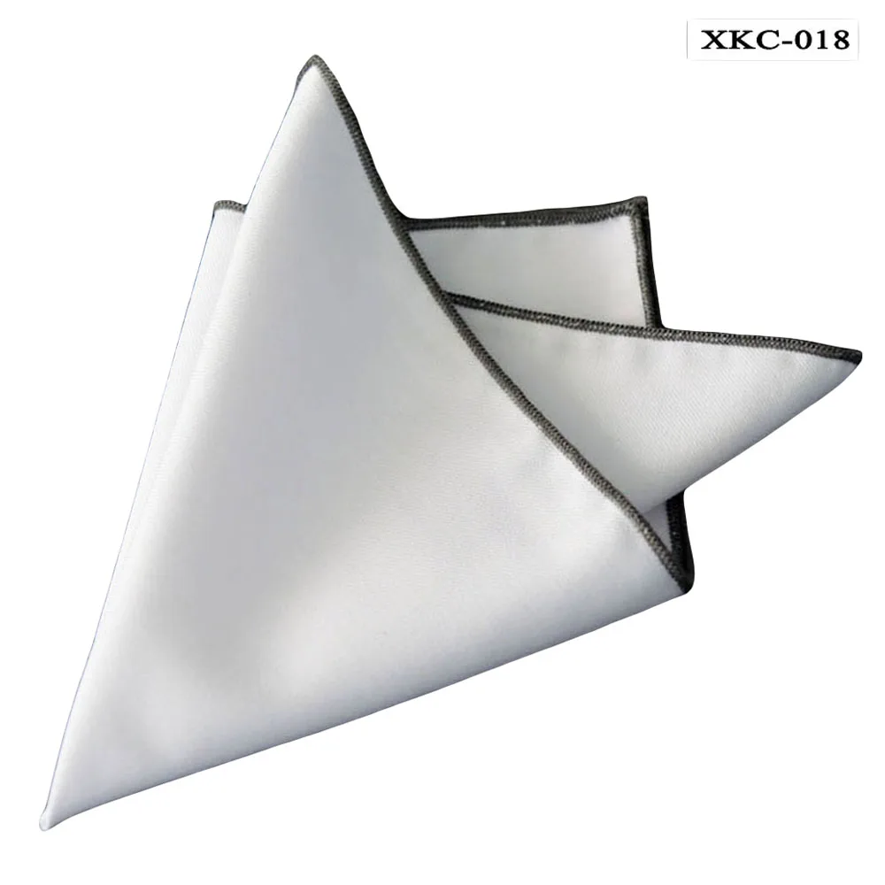 XKC018 Мужские красочные свернутые края платок белый носовой платок формальный Карманный квадратный - Цвет: XKC018