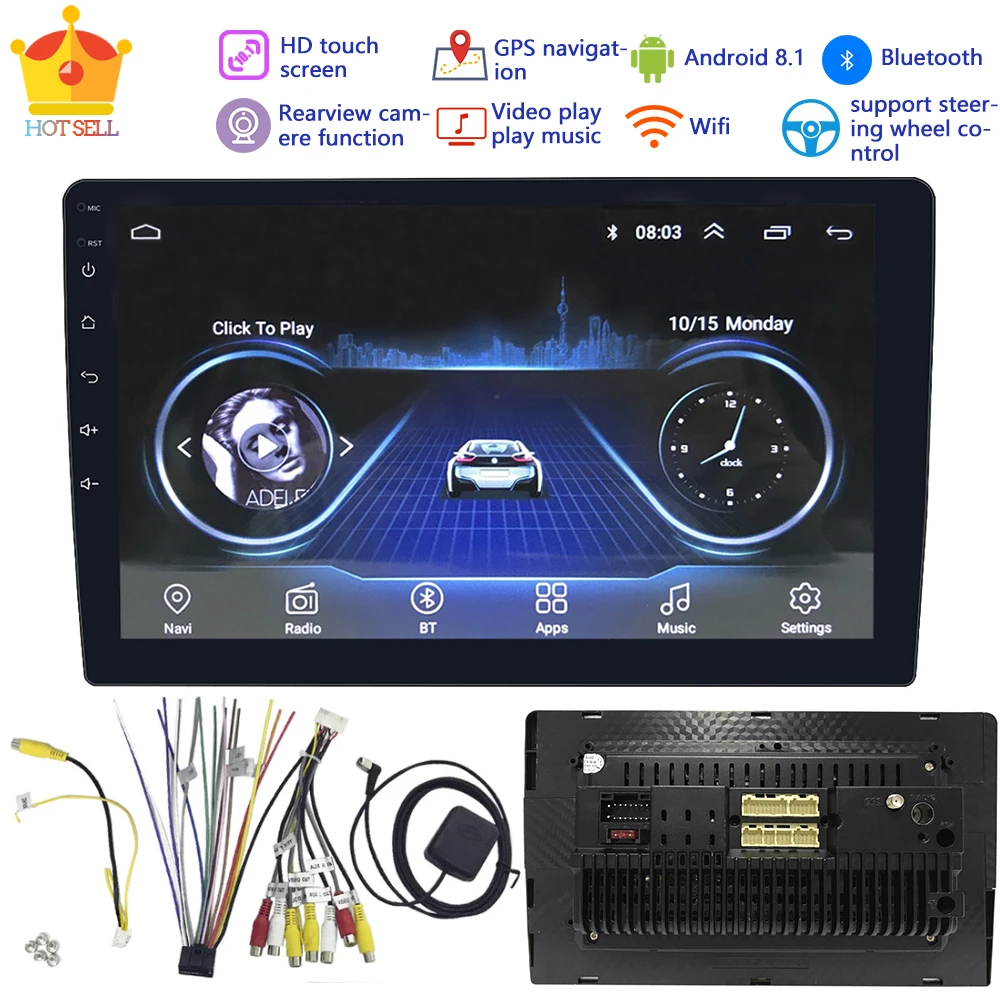 2din Автомагнитола 10,1 дюймов Android система автоматический стерео емкостный экран Bluetooth wifi gps четырехъядерный Автомобильный Универсальный мультимедийный