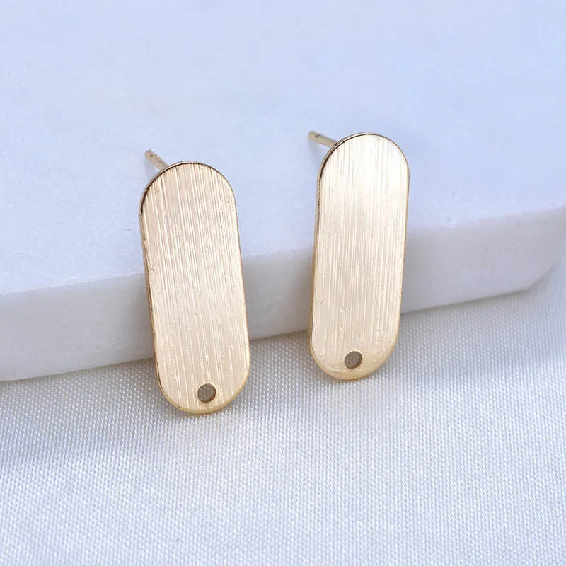 50pcs Stud Earrings Post Hanger Connectors Oval Base Charms 24K Gold Color Metal for DIY Hanging Jewelry Accessories | Украшения и