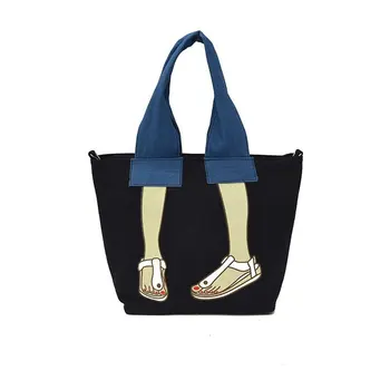 

Cavas women's cartoon reusable shopping bag cowboy fabric female handbag ladies book pouch bolsa feminina bolso mujer for girls