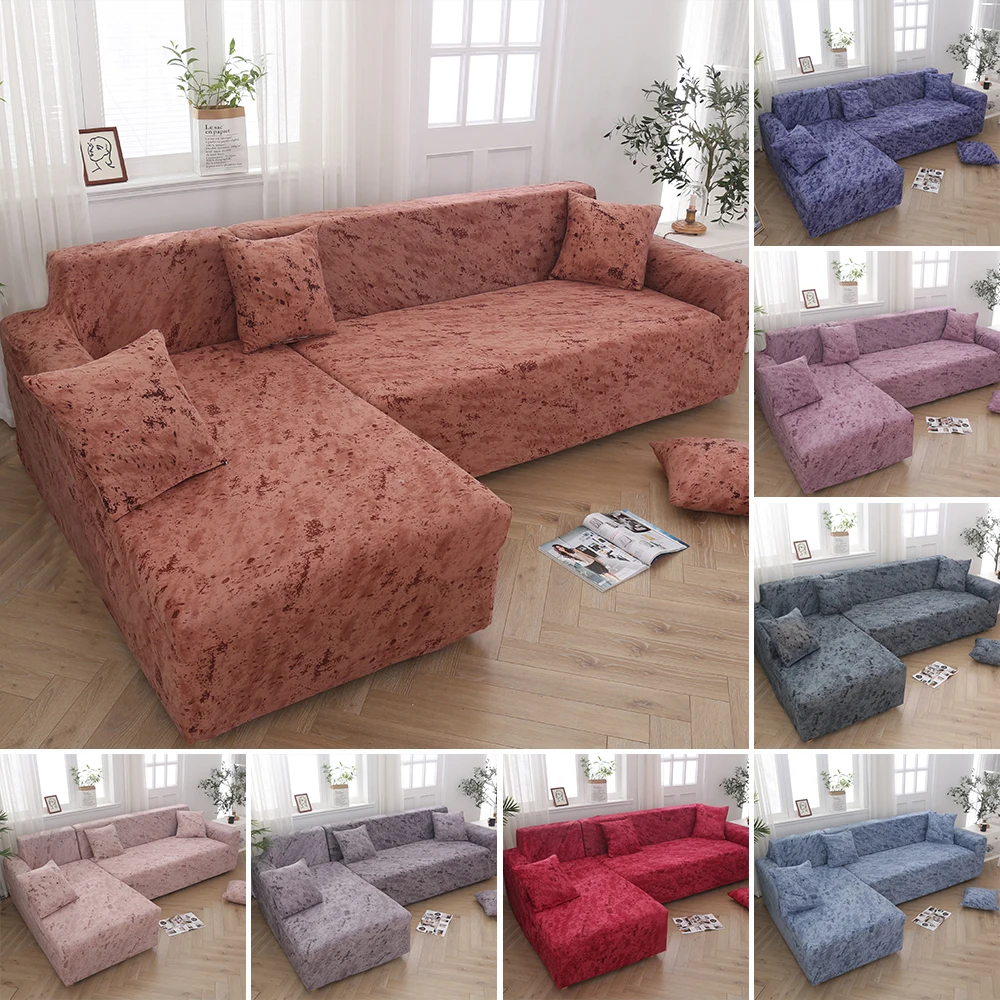 

New Elastic Sofa Cover Seater Cover Protector For L-shape Corner Sectional Sofa Cover Living Room Solid Color 1/2/3/4 Seater