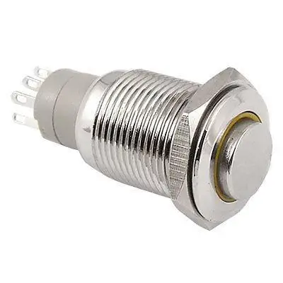

Yellow Led 16mm 12V Stainless Switch Momentary Push Button HFH 5 Pin SPDT