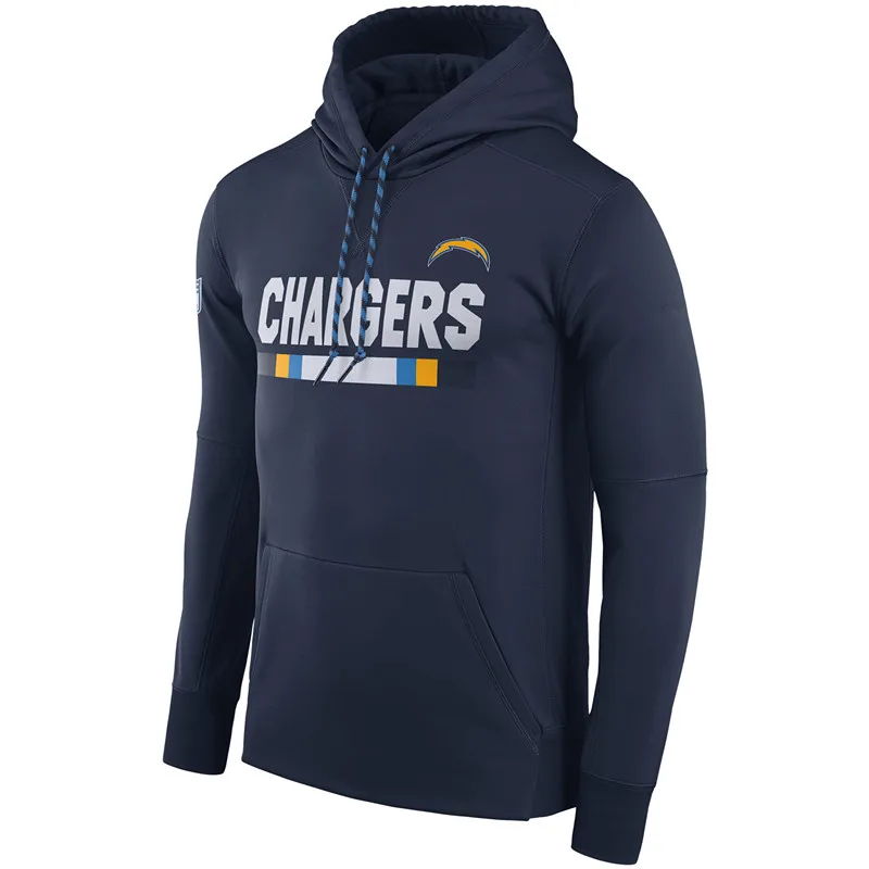 Мужская толстовка для американского футбола в Лос-анжелесском стиле Chargers Navy Sideline ThermaFit Performance PO Hoodie
