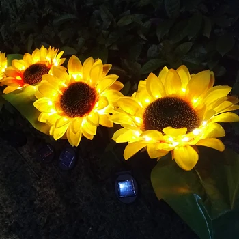 

2PCS Solar LED Sunflower Style Lawn Lamp Outdoor Waterproof Flowers Lamp For Courtyard Garden Lawn Lighting Decor Solar Lamps