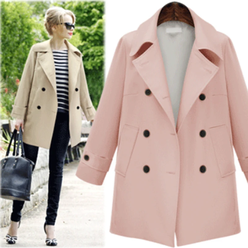 

European Style 2019 Autumn Women Basic Coats Wool&Blends Women Jackets Plus Size Windbreakers Brand Buttons Casual Outerwear