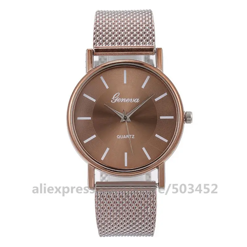 brown 100 шт./лот модные часы GENEVA Simple Horloges Vrouwen унисекс Женские часы горячая Распродажа Zegarki Damskie - Цвет: brown