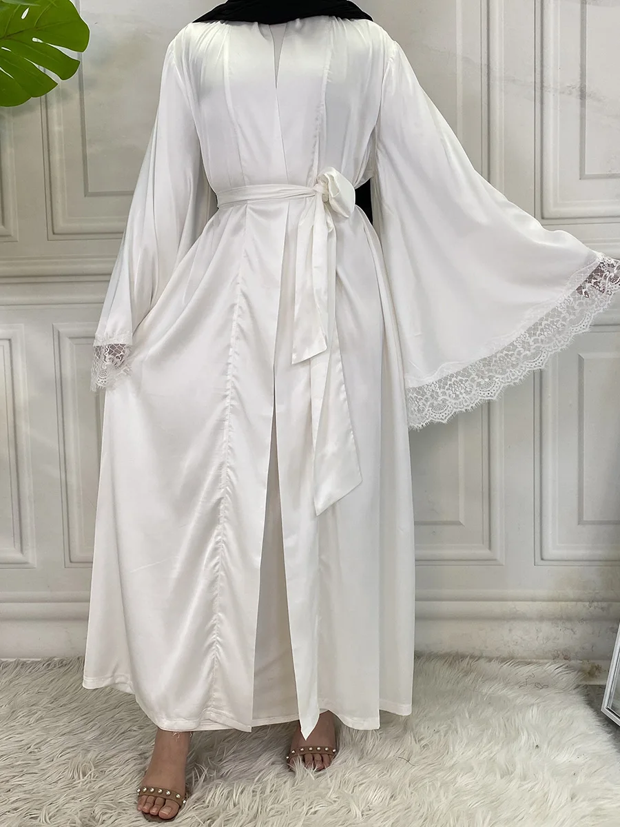 1872#Modest Kimono Open Abaya Dubai Fashion Lace Applique - CHAOMENG MUSLIM SHOP