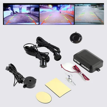 

Car parking system reverse backup radar Alarm Beep 44 colors to choose buzzer round shape Control Box+ 2 Sensors Black