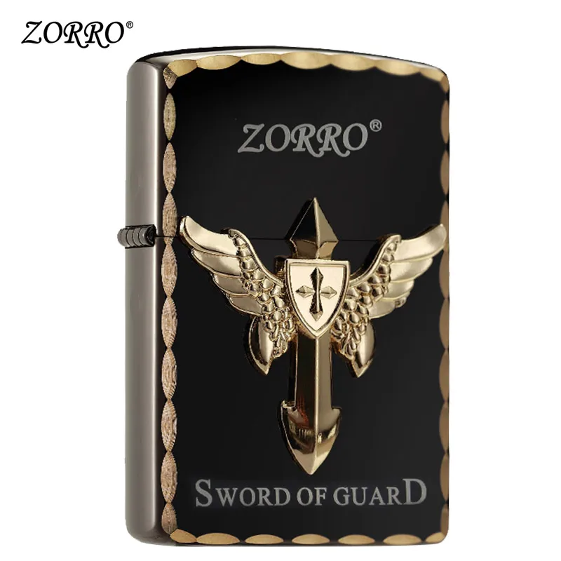 

Zorro Kerosene Lighter Paladin Cross Seal Cutting Edge Personality Creative Old-fashioned Grinding Wheel Lighter Men Customized