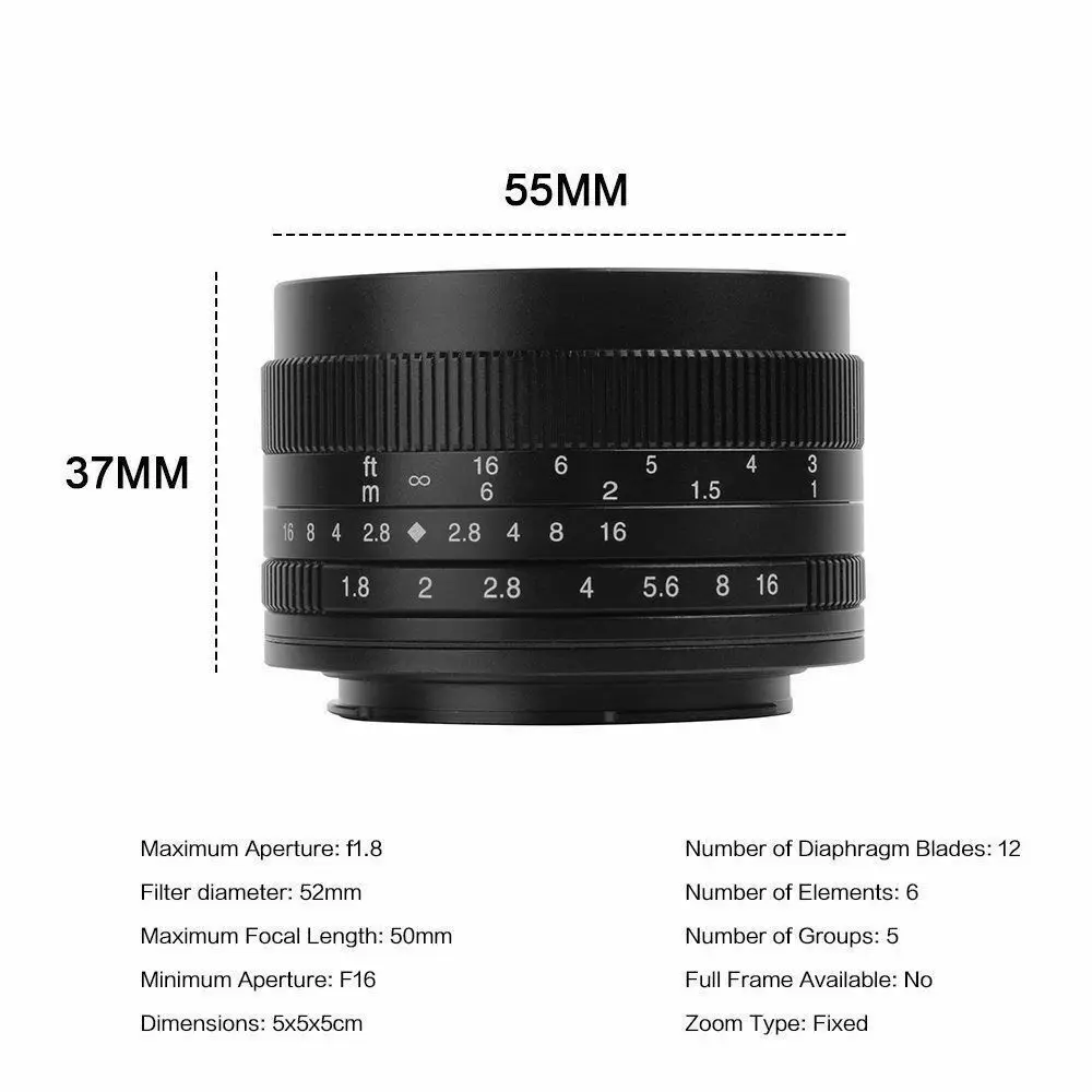 7artisans 50 мм F1.8 ручной объектив для камеры Canon EOS M A7 A7II A7R Sony E Mount Fuji FX Macro MFT/ M4/3
