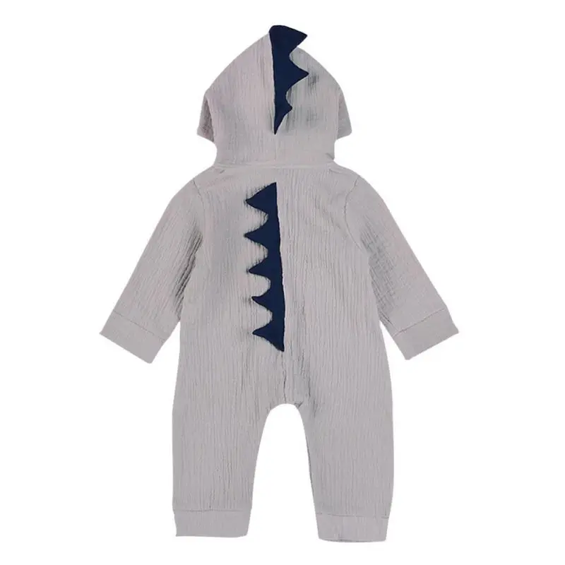 Babyborn младенческой осень зима хлопок длинная одежда верхняя одежда мультфильм Динозавр стиль с капюшоном однотонная одежда Комбинезоны
