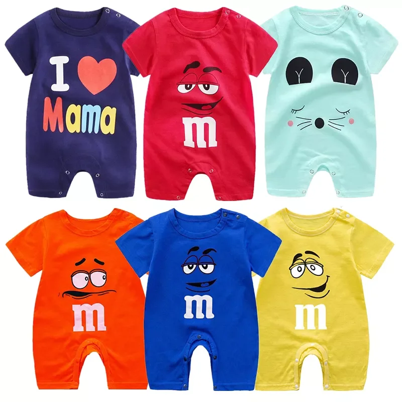 Pure Cotton Newborn Unisex Baby Summer Jumpsuit Infant Baby Boys Girls Cartoon Costumes Short Sleeve Rompers Baby Animal Clothe cute baby bodysuits