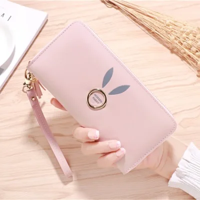 Pink Женские кошельки и кошельки из искусственной кожи женский кошелек розовый/черный/серый длинный женский кошелек Большая вместительная сумка женский кошелек GQ154 - Цвет: Pink