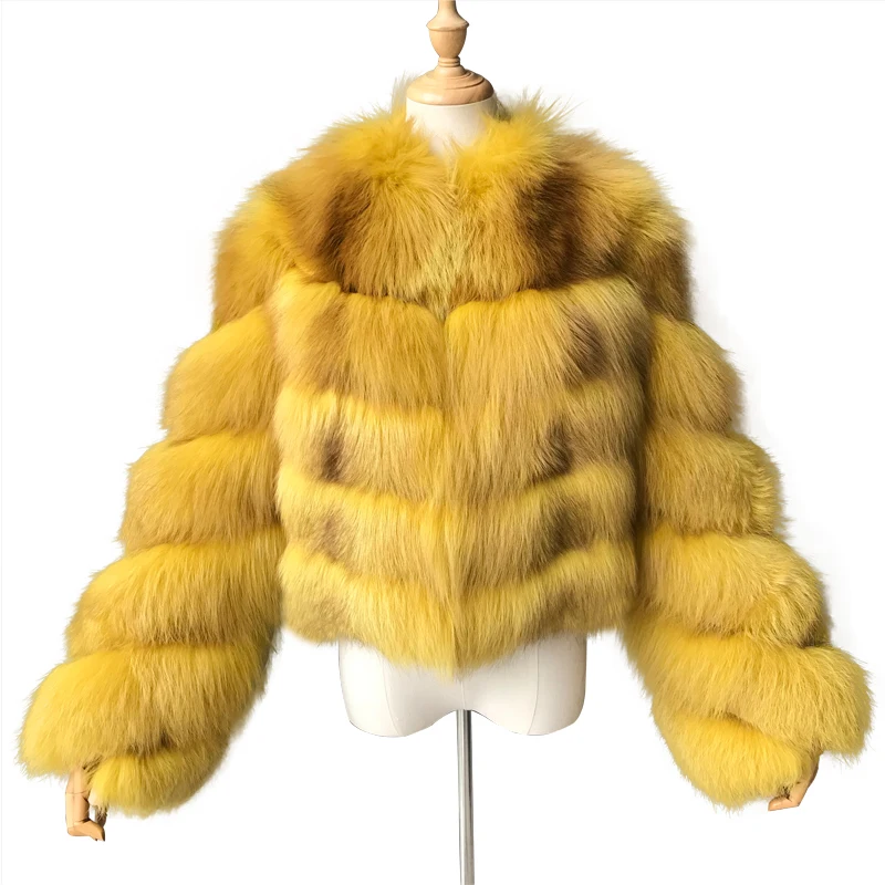 

MAOMAOFUR Real Golden Fox Fur Coat Female Natural Fur Fashion Style Long Sleeves Warm Clothing Ladies Genuine Fur Jacket