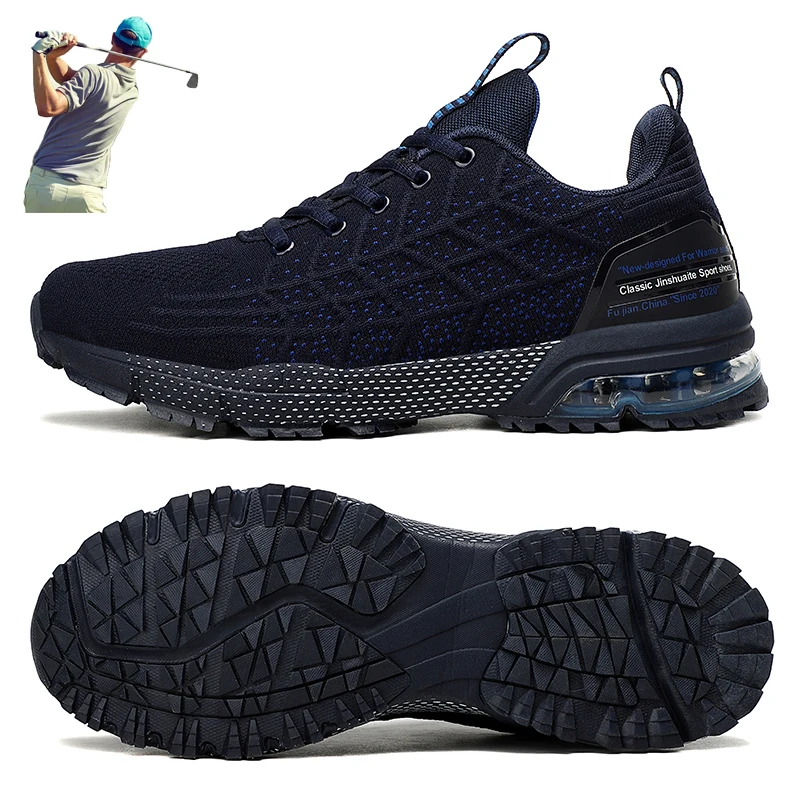 

New Breathable Golf Shoes Men Black Blue Light Weight Athletic Shoes for Golf Cushion Comfotable Mesh Golf Sneakers Men