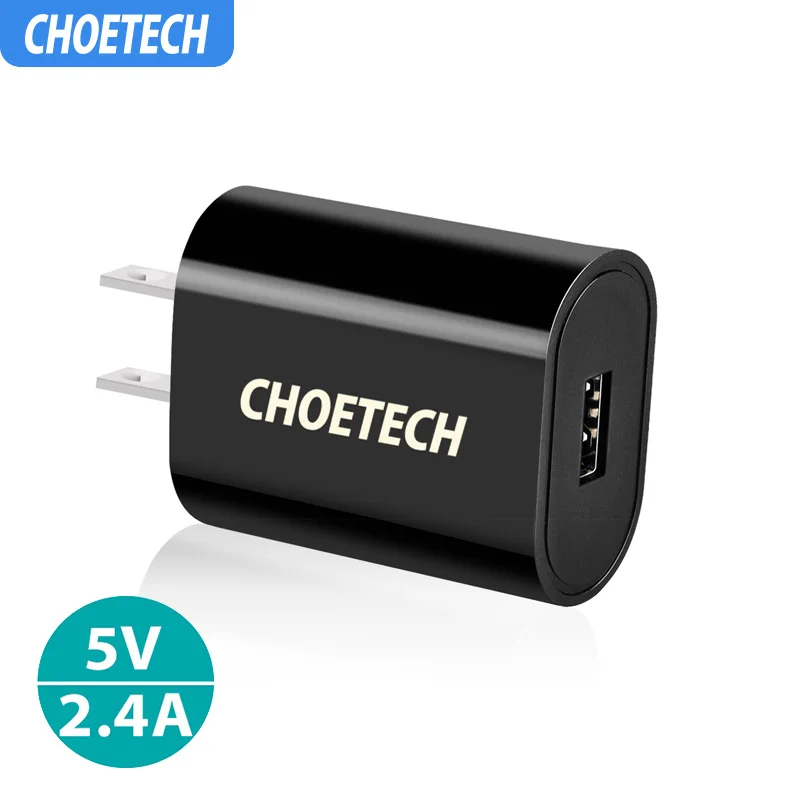 CHOETECH 5 В/2,4 А USB зарядное устройство для iPhone 8 7 US Plug дорожное настенное зарядное устройство адаптер для samsung Xiaomi Redmi 7 зарядное устройство для мобильного телефона