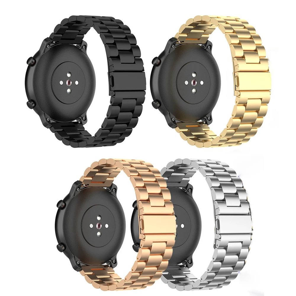 3 бусы из нержавеющей стали металлические браслеты для Amazfit GTR 42 мм 47 мм Смарт часы с 20 мм 22 мм ширина сменный браслет наручных часов