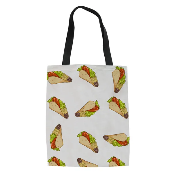 HMF642Z22 Jackhereook Taco Foot забавные Печатные повседневные женские холщовые сумки для шоппинга многоразовые сумки походная сумка для хранения женская сумка на плечо - Цвет: HMF642Z22
