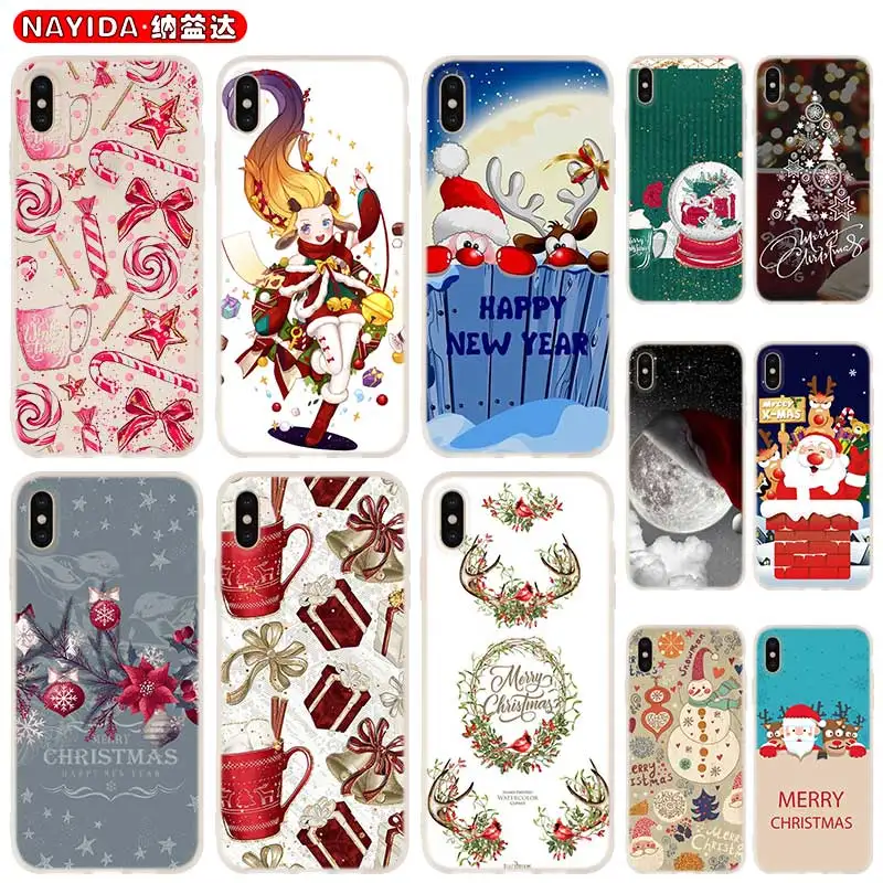 Мягкий чехол для iPhone 13 12 11 Pro X XS Max XR 6 7 8 G Plus SE 2020 Mini с рождественским рисунком |
