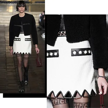 

Go Show Personality Joker Metal Buckle Cave Skirt Woolen With Boots Short Skirt A Word Skirt