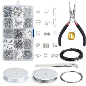 

Pliers 15 Slots Open Ring Metal Findings Lobster Clasps Wires With Tools DIY Accessories Tweezers Craft Jewelry Making Kit