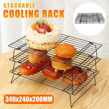 

3 Layers Stackable Cake Cooling Rack Metal Cake Biscuits Bread Cookie Cooling Rack Net Mat Baking Tray Kitchen Accessories Tools