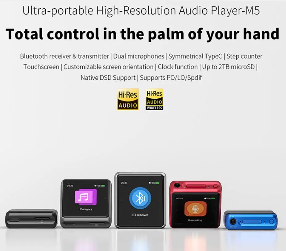 Музыкальный плеер FiiO M5 Hi Res без потерь AK4377 32 бит/384 кГц DSD128 Bluetooth портативный MP3 USB DAC