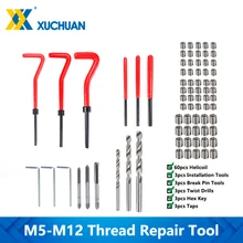 Kit de reparación de roscas métricas M5, M6, M8, M10, M12, llave inglesa, insertos, juego de grifos para reparación de daños