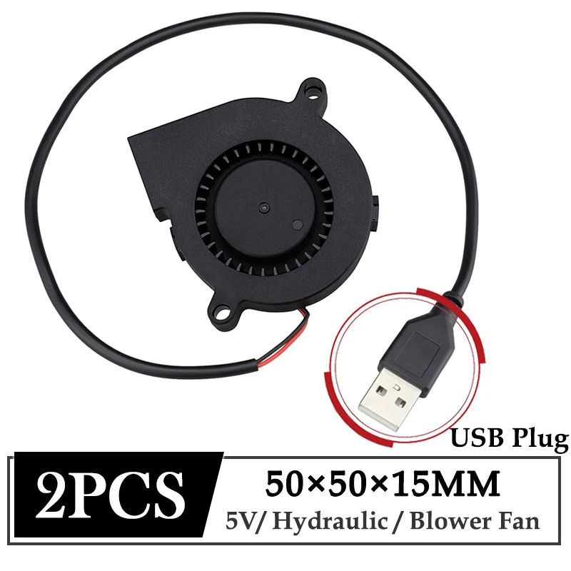 2 шт. Gdstime DC 5V USB вентилятор 50 мм x 15 3D-принтеры Бесщеточный Охлаждающий 5 см 50x15 турбо