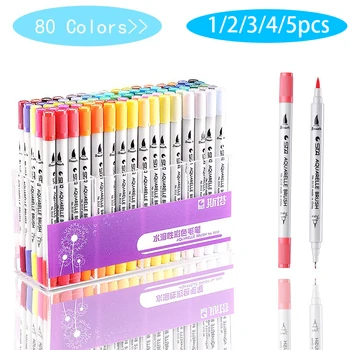 

5/4/3/2/1pcs Single Art Markers Brush Pen Sketch Alcohol Based Markers Dual Head Manga Drawing Pens Art Supplies