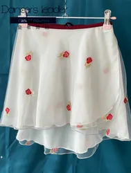 Ballet Skirt Gold Woven Thread Rose Embroidery Women's Dance Skirt Gymnastics Practice Skirt Adult Ballet Lyric Skirt