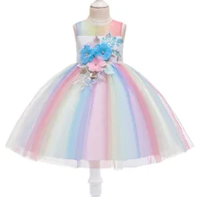 Детское вечернее платье принцессы с вышивкой для девочек, элегантное праздничное платье для дня рождения платье для девочек Рождественская одежда для маленьких девочек от 4 до 10 лет