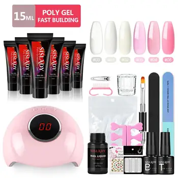 

Nail Gel Kit Manicure Set Nail Extensions Tips Nail Art Tools Kit With UV Led Lamp Quick Building Acrylic Nail Gel Set