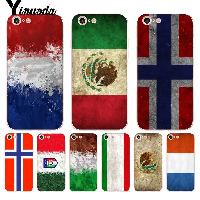 Yinuoda для iphone 7 6 X чехол с национальным флагом Norway netherland Maxica Италия 6S 7plus 8 8Plus 5 5S |