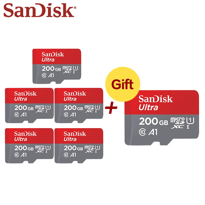 Cartão de Memória 5 + 1 Compre Cinco Obter Livre Sandisk tf Cartão Micro sd 32 gb C10 64 Mini 128 Flash 200 um
