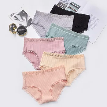 

UMKA New Cotton Underwear Women's Panties Comfort Underpants Floral Lace Briefs For Woman Sexy Low-Rise Pantys Fast Shipping