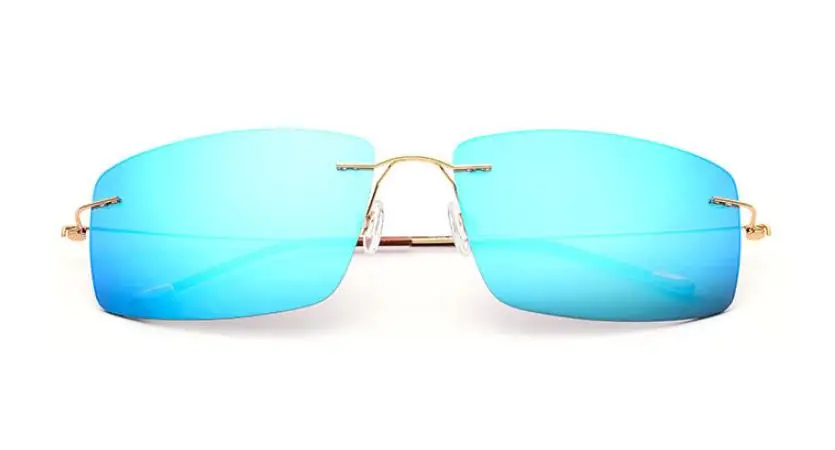 gold-mirror blue B титановые солнцезащитные очки 20004 без оправы Солнцезащитные очки с квадратными линзами с 60-17-145 близорукости, очки солнцезащитные очки для чтения Сверхлегкий углеродного волокна очки для вождения автомобиля - Цвет линз: gold-mirror blue