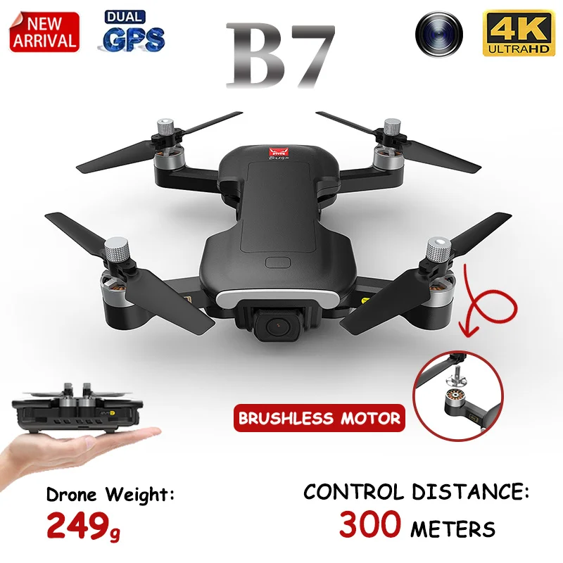 

DJl B7 GPS RC UAV Quadcopter With 4K 5G WiFi FPV Brushless Motor Helicopter Foldable UAV Optical Flow Positioning